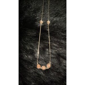 Long Rose Gold Flower Necklace